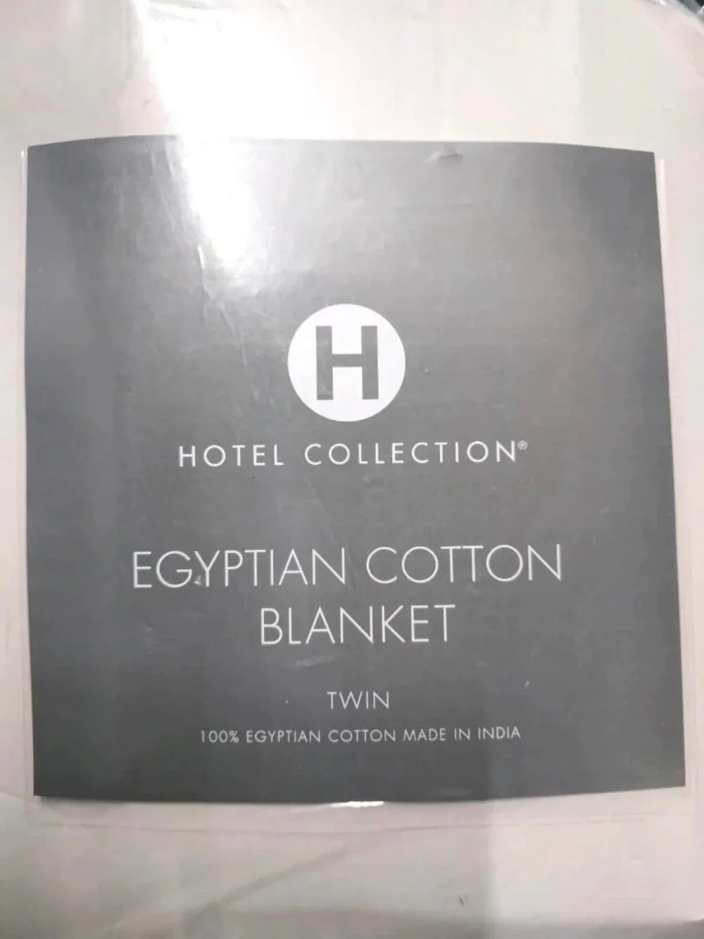 Hotel Collection 100% Egyptian Cotton Twin Size White Blanket - NEW